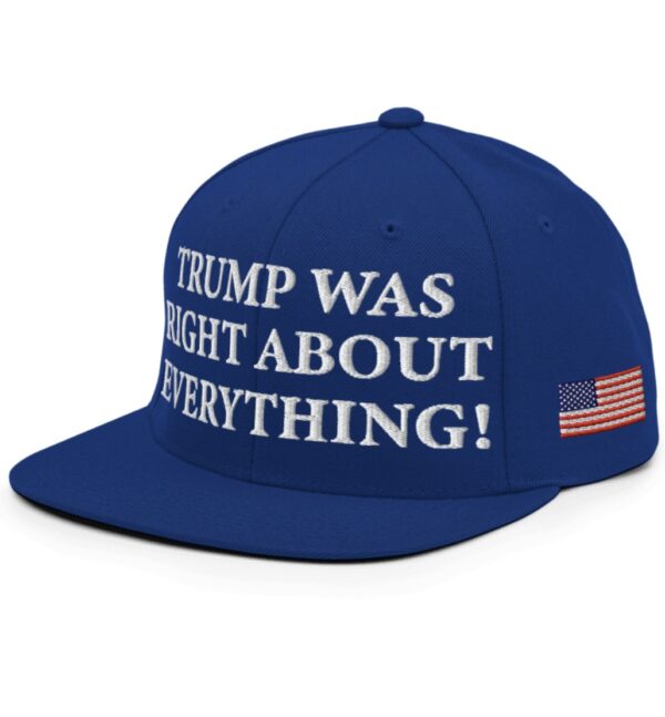 Trump Was Right About Everything Blue Snapback Hat