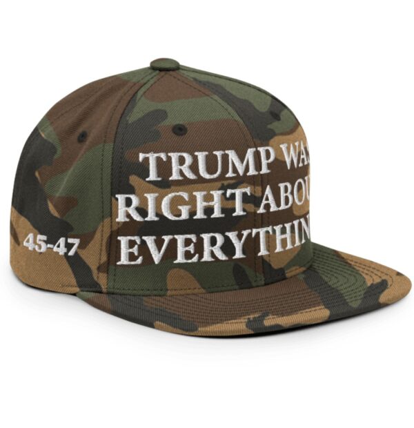 Trump Was Right About Everything Camo Snapback Hat