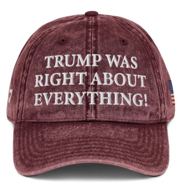 Trump Was Right About Everything Maroon Vintage Cap