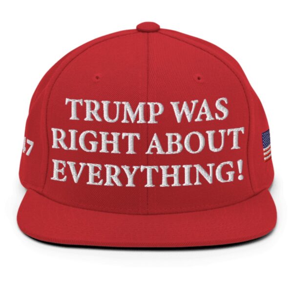 Trump Was Right About Everything Red Snapback Hat