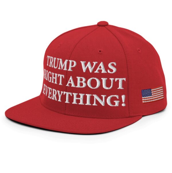 Trump Was Right About Everything Red Snapback Hat