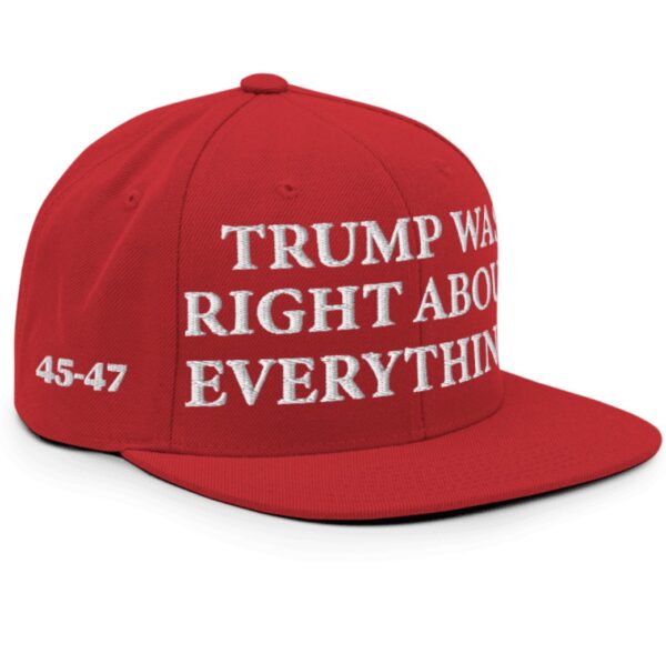 Trump Was Right About Everything Red Snapback Hat